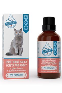 Ušní lihové kapky očista pro kočky TOPVET